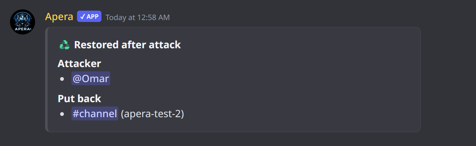 Apera putting back what the attacker deleted
