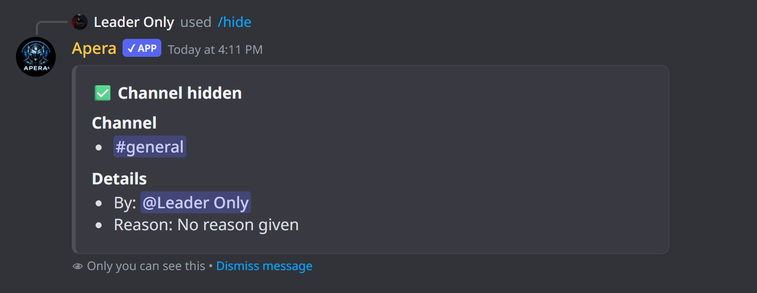 /hide ne yanıt verir