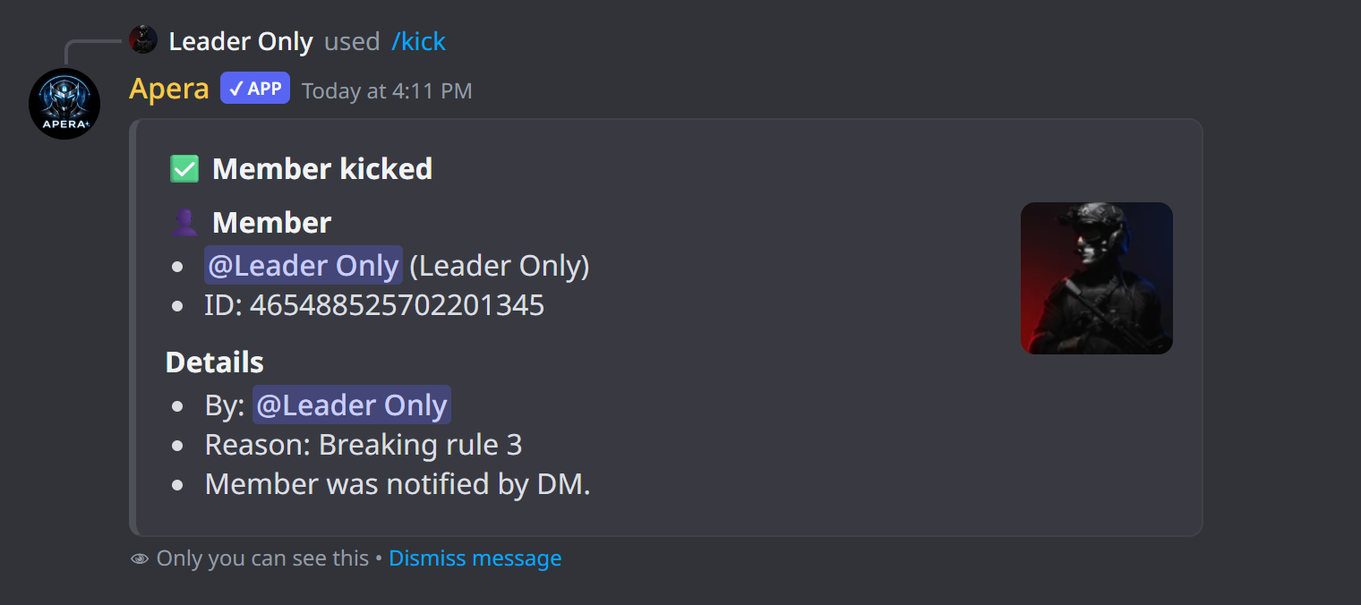 /kick ne yanıt verir
