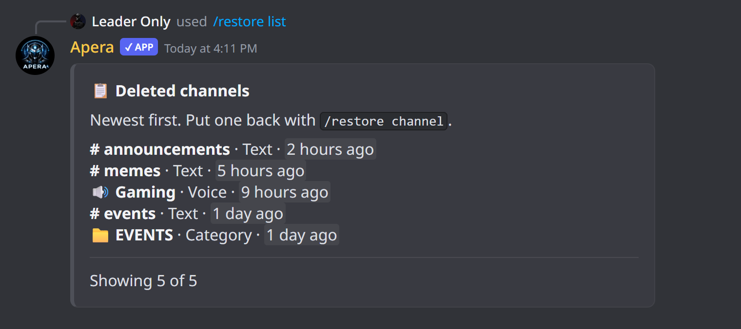 /restore ne yanıt verir