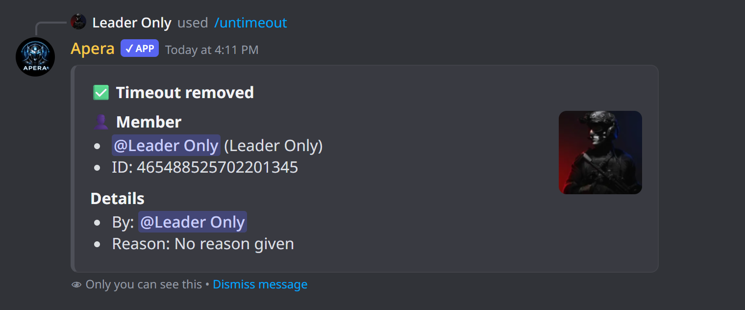 /untimeout ne yanıt verir