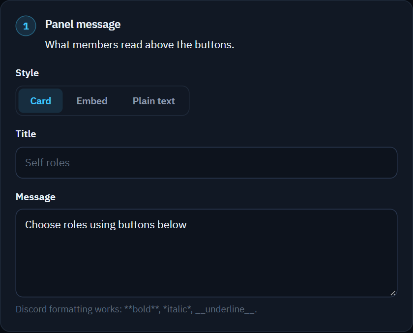 Panel mesajı