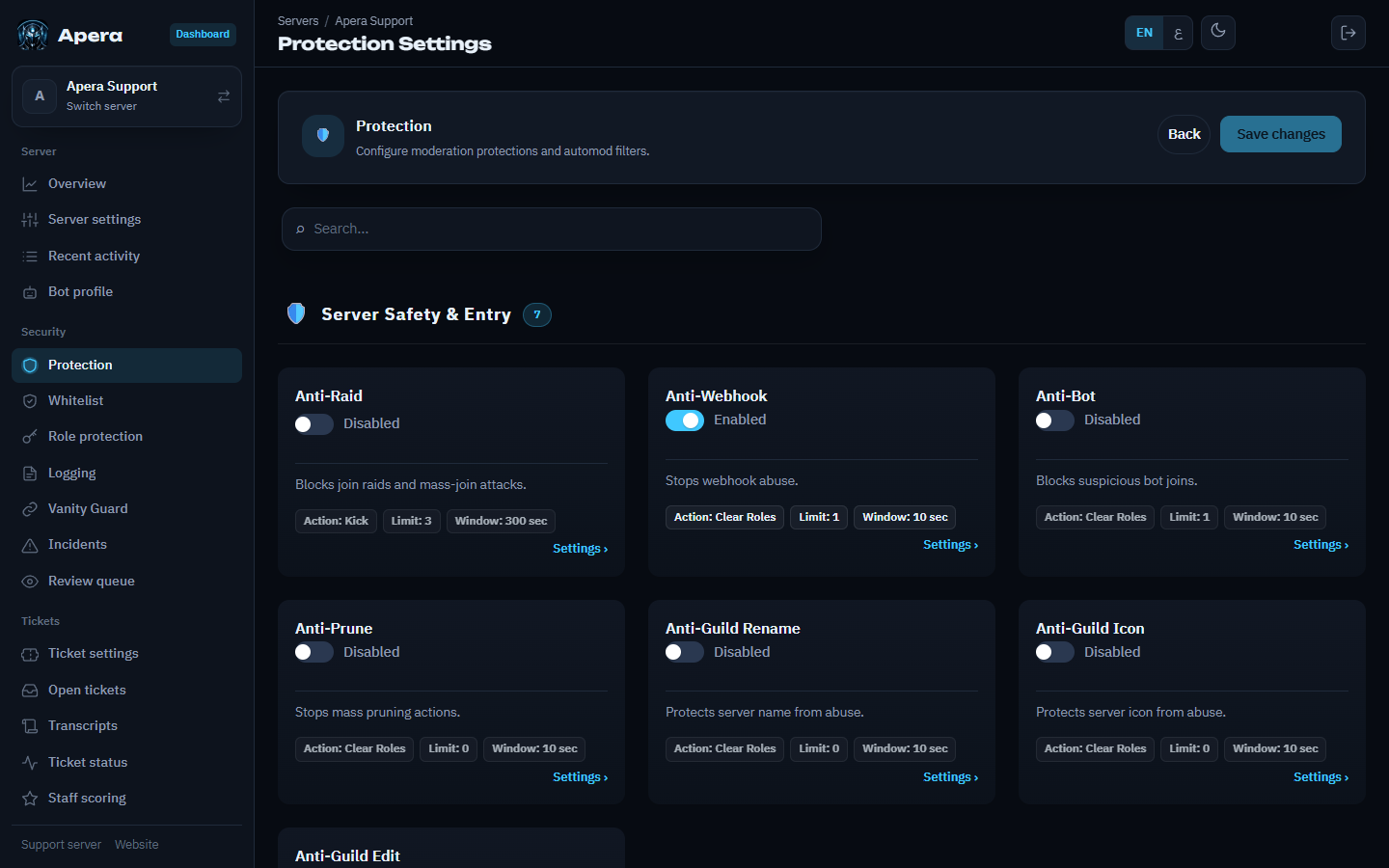 The Protection page