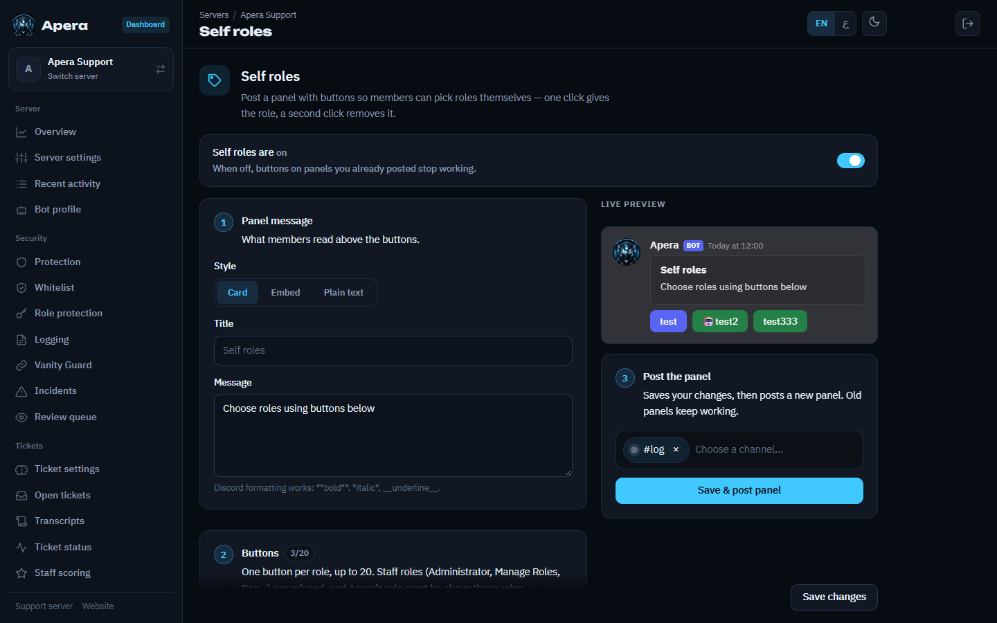 The Self roles page