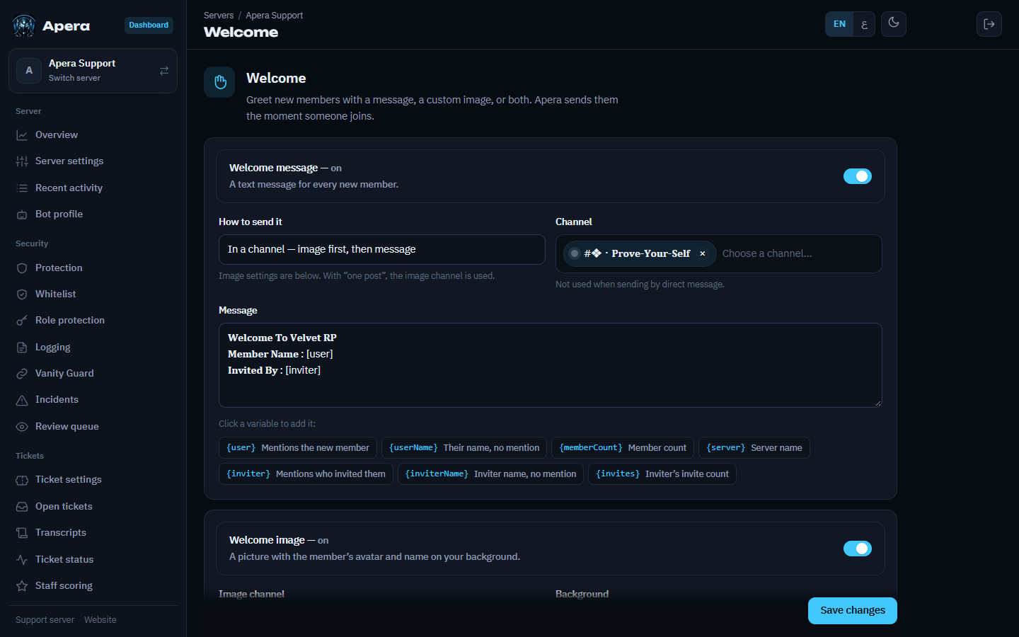 The Welcome page with its preview